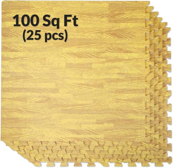 Home Aesthetics 100 Sq. Ft 3/8 Inch Thick Printed Foam Tiles Interlocking Foam Mat, 24" x 24", 25 pcs, White Wood Grain Style Protective Flooring, for Home, Gym Exercise or Trade Show - Image 39