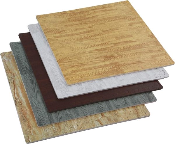 Home Aesthetics 100 Sq. Ft 3/8 Inch Thick Printed Foam Tiles Interlocking Foam Mat, 24" x 24", 25 pcs, White Wood Grain Style Protective Flooring, for Home, Gym Exercise or Trade Show - Image 45