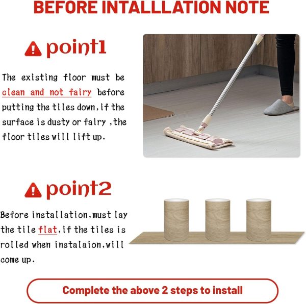 Waterproof Peel and Stick Floor Tile, 36 Pack 54 Sq.FtNO Sticky Residue LeftWood Plank Vinyl Tile Stickers, Self-Adhesive DIY Flooring Tiles for Bedroom, Living Room, Bathroom 36" x 6"Dustgray - Image 26