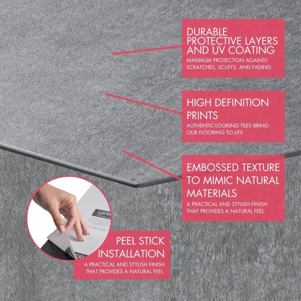 BaseCore HEX Hexagon Vinyl Flooring Gray 5.75" DIY Self Adhesive Textured Modern Floor Tile Peel & Stick Tile (36pcs/21.5sqft per case) - Image 5