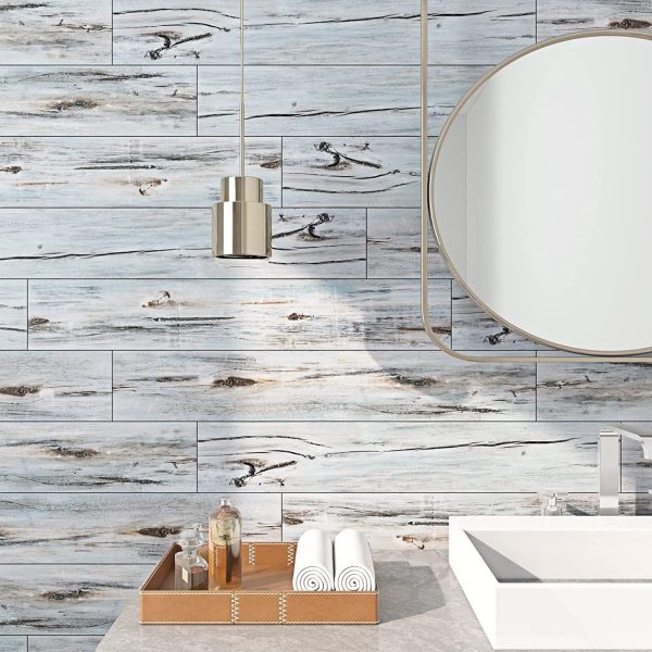 FunStick 6"x36" 15 Tiles Peel and Stick Wood Planks for Walls Flooring Blue Wood Vinyl Flooring Peel and Stick Floor Tile Waterproof Vinyl Plank Flooring Stick on Wood Floor Tiles for Bathroom Bedroom - Image 3
