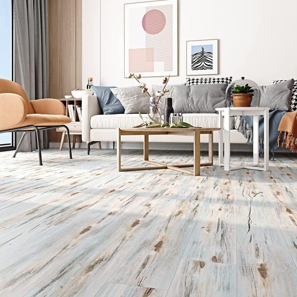 FunStick 6"x36" 15 Tiles Peel and Stick Wood Planks for Walls Flooring Blue Wood Vinyl Flooring Peel and Stick Floor Tile Waterproof Vinyl Plank Flooring Stick on Wood Floor Tiles for Bathroom Bedroom - Image 4