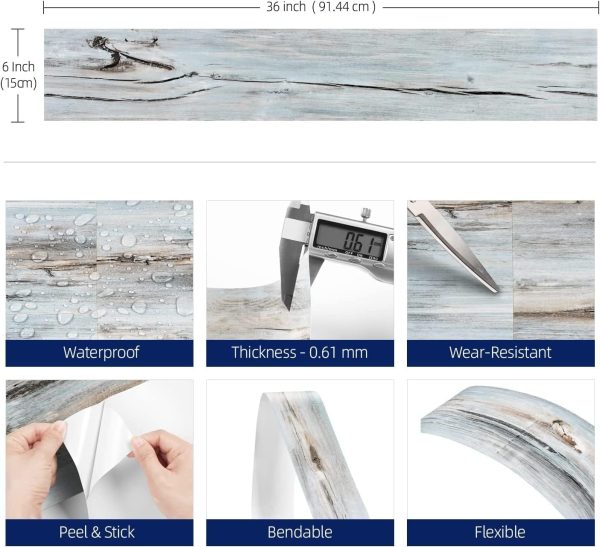 FunStick 6"x36" 15 Tiles Peel and Stick Wood Planks for Walls Flooring Blue Wood Vinyl Flooring Peel and Stick Floor Tile Waterproof Vinyl Plank Flooring Stick on Wood Floor Tiles for Bathroom Bedroom - Image 6