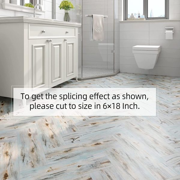 FunStick 6"x36" 15 Tiles Peel and Stick Wood Planks for Walls Flooring Blue Wood Vinyl Flooring Peel and Stick Floor Tile Waterproof Vinyl Plank Flooring Stick on Wood Floor Tiles for Bathroom Bedroom - Image 8