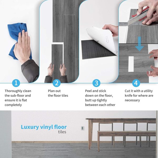 Art3d Peel and Stick Floor Tile Vinyl Wood Plank 36-Pack 54 Sq.Ft, Aged Wood, Rigid Surface Hard Core Easy DIY Self-Adhesive Flooring - Image 86