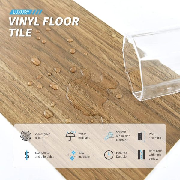 Art3d 36-pack 54 Sq.ft Peel and Stick Floor Tiles Vinyl Plank Flooring Wood Look, Adhesive and Waterproof Tile Sticker for Bedroom, Living Room, Kitchen, RV in Old Wood - Image 46