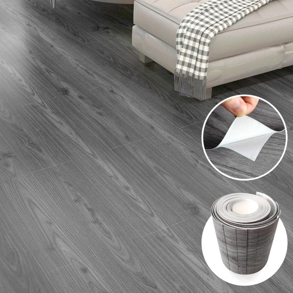 Grey Wood Peel and Stick Floor Tile, 36 Pack 54 Sq.Ft,NO Sticky Residue Left Vinyl Flooring Tiles Wood Plank, Self-Adhesive DIY Flooring for Bathroom,Bedroom, Living Room, 36" x 6"Nature Grey