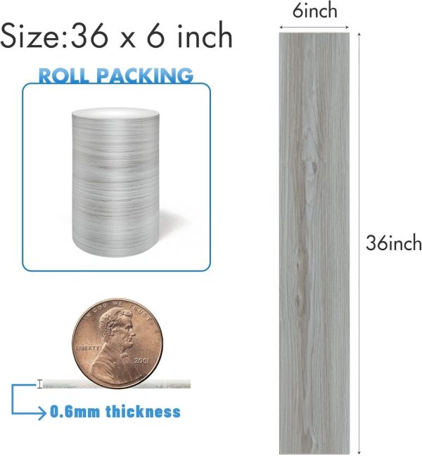 Grey Wood Peel and Stick Floor Tile, 36 Pack 54 Sq.Ft,NO Sticky Residue Left Vinyl Flooring Tiles Wood Plank, Self-Adhesive DIY Flooring for Bathroom,Bedroom, Living Room, 36" x 6"Nature Grey - Image 20