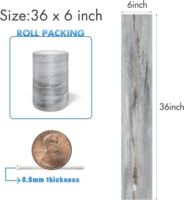 Grey Wood Peel and Stick Floor Tile, 36 Pack 54 Sq.Ft,NO Sticky Residue Left Vinyl Flooring Tiles Wood Plank, Self-Adhesive DIY Flooring for Bathroom,Bedroom, Living Room, 36" x 6"Nature Grey - Image 26