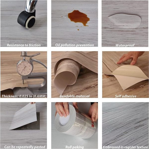 Grey Wood Peel and Stick Floor Tile, 36 Pack 54 Sq.Ft,NO Sticky Residue Left Vinyl Flooring Tiles Wood Plank, Self-Adhesive DIY Flooring for Bathroom,Bedroom, Living Room, 36" x 6"Nature Grey - Image 36