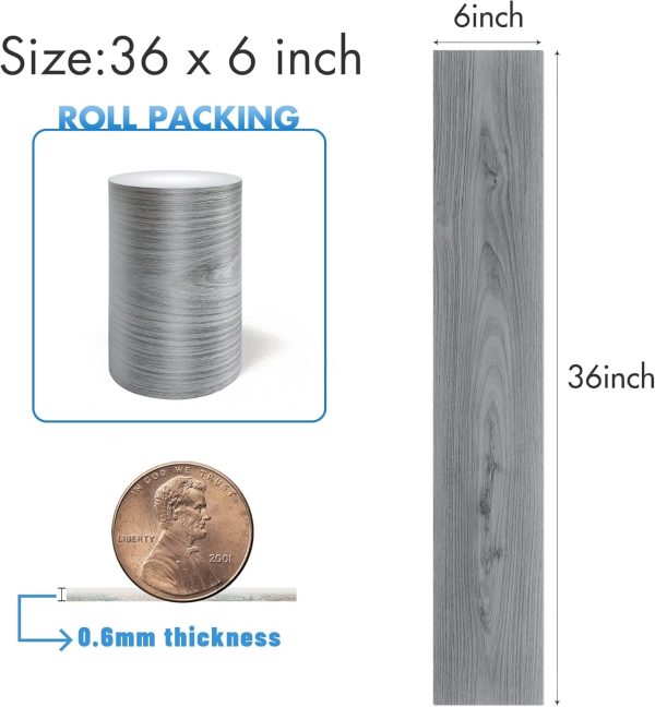 Grey Wood Peel and Stick Floor Tile, 36 Pack 54 Sq.Ft,NO Sticky Residue Left Vinyl Flooring Tiles Wood Plank, Self-Adhesive DIY Flooring for Bathroom,Bedroom, Living Room, 36" x 6"Nature Grey - Image 75