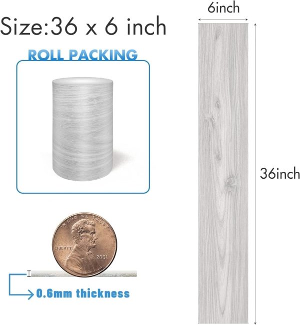 Grey Wood Peel and Stick Floor Tile, 36 Pack 54 Sq.Ft,NO Sticky Residue Left Vinyl Flooring Tiles Wood Plank, Self-Adhesive DIY Flooring for Bathroom,Bedroom, Living Room, 36" x 6"Nature Grey - Image 88