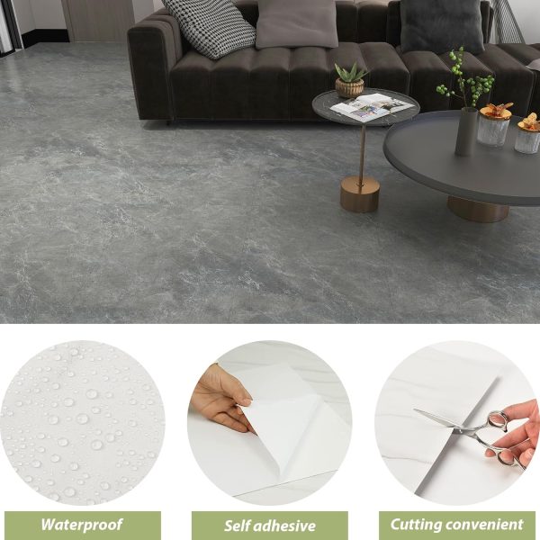 Grey Wood Peel and Stick Floor Tile, 36 Pack 54 Sq.Ft,NO Sticky Residue Left Vinyl Flooring Tiles Wood Plank, Self-Adhesive DIY Flooring for Bathroom,Bedroom, Living Room, 36" x 6"Nature Grey - Image 99