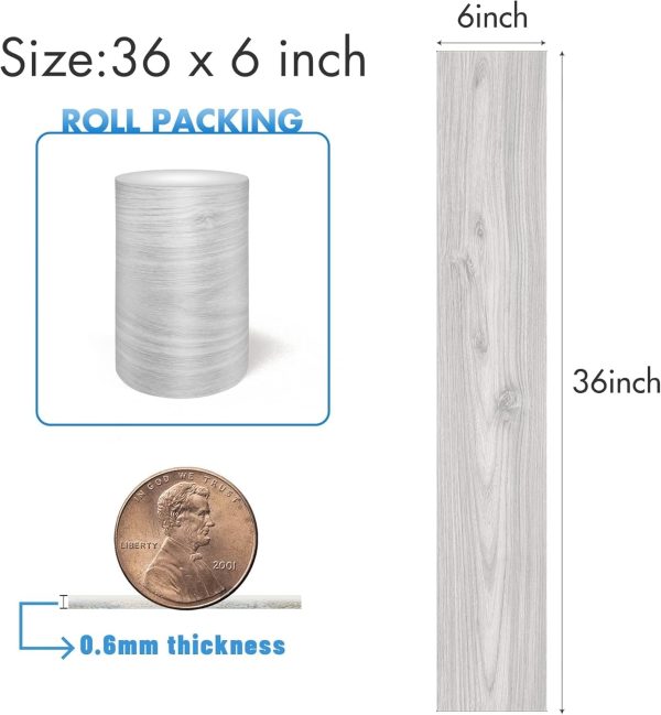 Grey Wood Peel and Stick Floor Tile, 36 Pack 54 Sq.Ft,NO Sticky Residue Left Vinyl Flooring Tiles Wood Plank, Self-Adhesive DIY Flooring for Bathroom,Bedroom, Living Room, 36" x 6"Nature Grey - Image 110