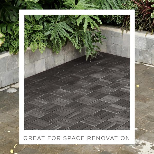10 Pcs Interlocking Deck Tiles 12" x 12", Patio Flooring Outdoor Waterproof, Acacia Wood Decking All Weather, Floor Tiles for Balcony, Backyard, Indoor and Outdoor Use (Dark Brown) - Image 26