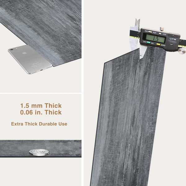 30 PCS 12 * 12 inch 1.5mm Thick Peel and Stick Vinyl Floor Tile, Self-Adhesive Tile Flooring for Bathroom, Livingroom, Kitchen and Renter's House Black Color - Image 14