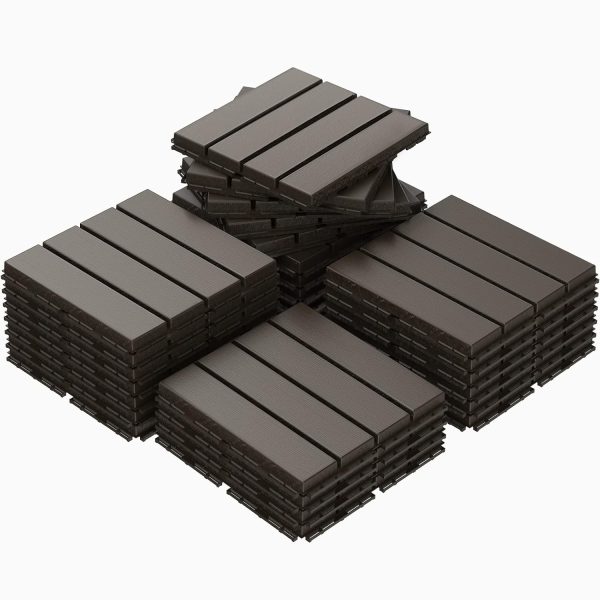 Goovilla Plastic Interlocking Deck Tiles, 9 Pack , 12"x12" Waterproof Outdoor Flooring All Weather Use, Patio Floor Decking Tiles for Porch Poolside Balcony Backyard, Dark Grey - Image 45
